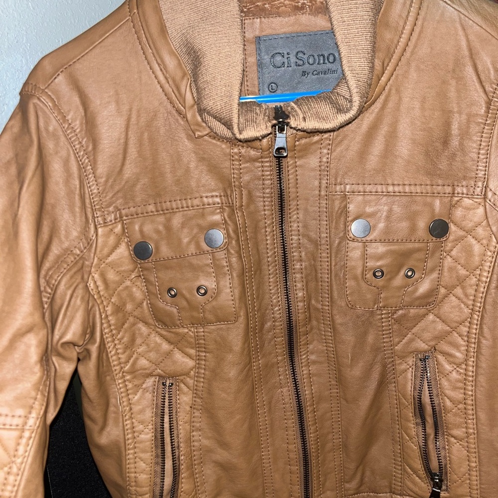 Ci Sono Light Brown Faux Leather Jacket